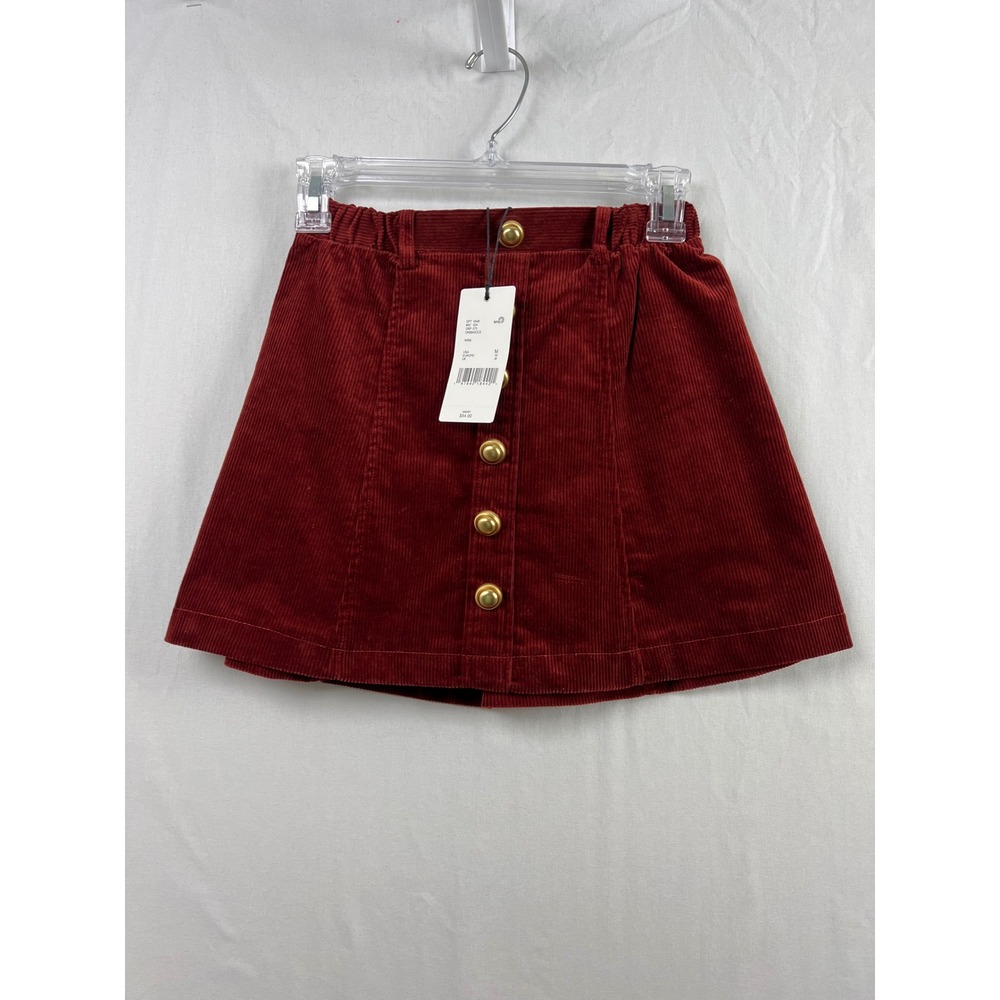 A Loves A Girls Corduroy Skirt Kids Size M Wine Red Button Front A-Line New